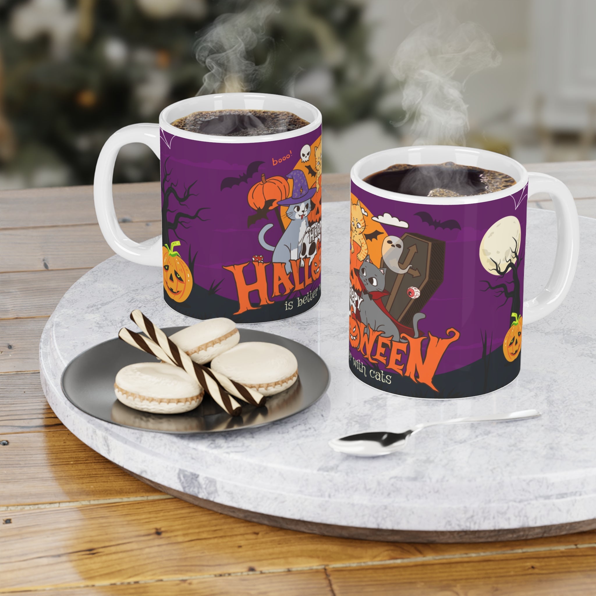 Happy Halloween is Better with Cats | Ceramic Mugs